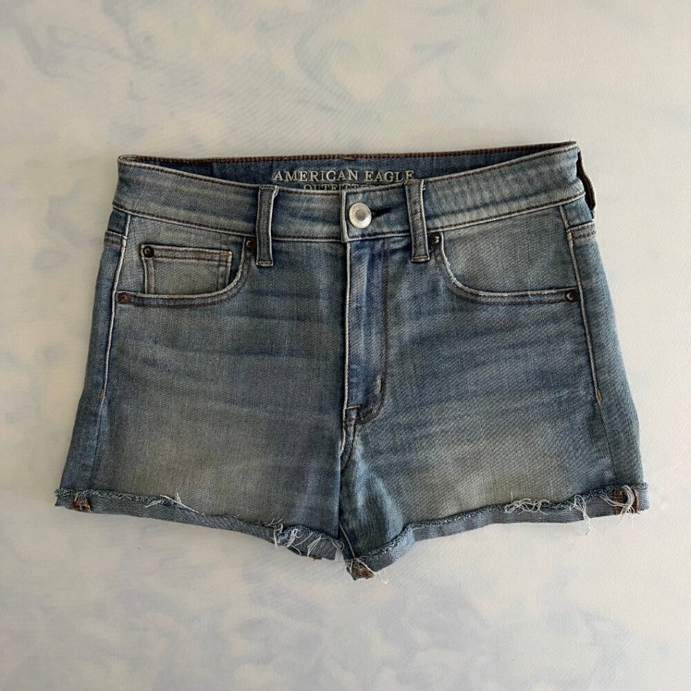 American Eagle Super Super Stretch High Rise Denim Jean Shorts